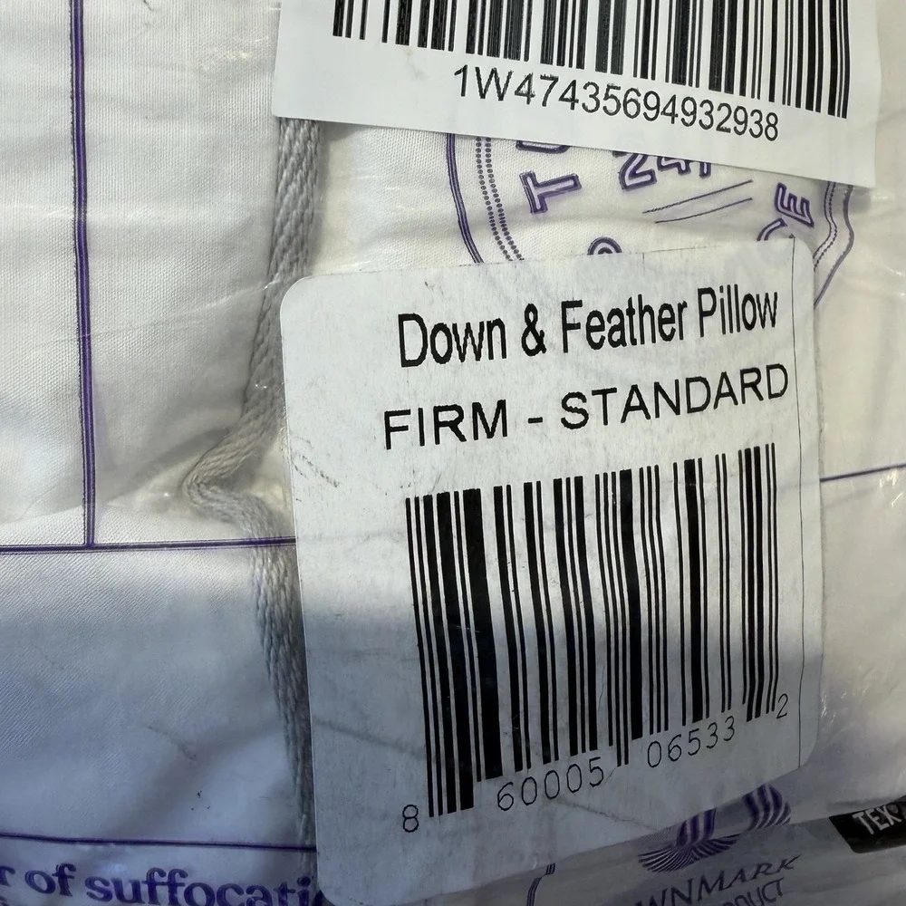 Fluff Co 2 PACK Down & Feather PILLOW FIRM & STANDARD SIZE BRAND NEW IN BAG!